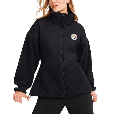 Veste DKNY Sport noire à fermeture éclair pour femmes des Pittsburgh Steelers Drew Mixed Media