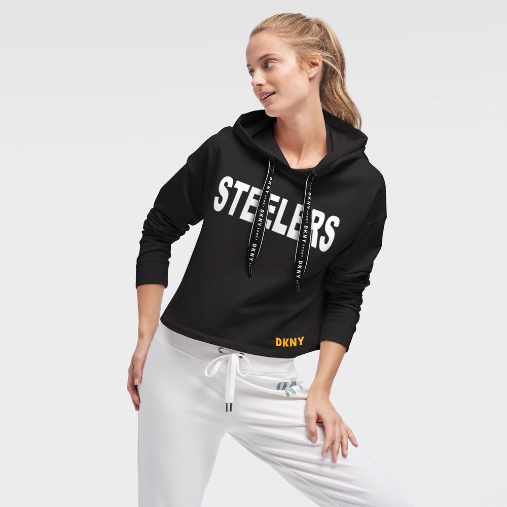 Women's Fanatics Branded Black Pittsburgh Steelers Over Under Pullover Hoodie