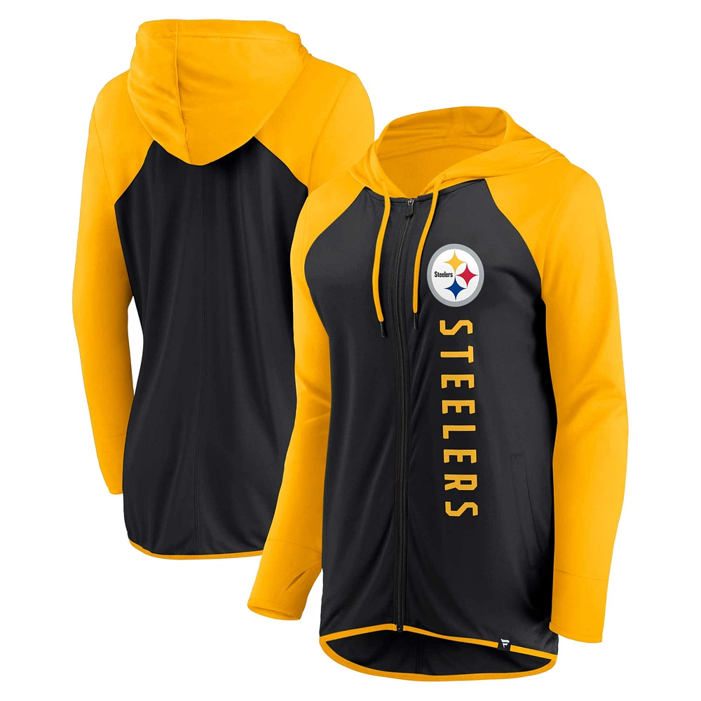 Women's Fanatics Black/Gold Pittsburgh Steelers Forever Fan Full-Zip Hoodie