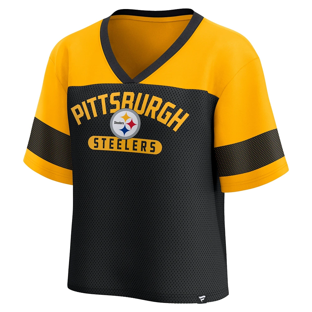 Women's Fanatics  Black/Gold Pittsburgh Steelers Homeschool Jersey Poly V-Neck
Fashion Top