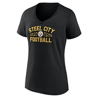 T-shirt col en V noir pour femme Fanatics Pittsburgh Steelers Back Home Again