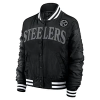 Veste à boutons-pression intégrale noire Elements Wave de Pittsburgh Steelers Fanatics pour femme