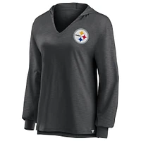 Women's Fanatics Black Pittsburgh Steelers Jumper V-Neck Pullover Hoodie