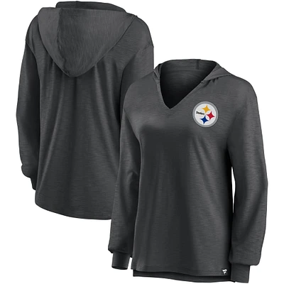 Women's Fanatics Black Pittsburgh Steelers Jumper V-Neck Pullover Hoodie