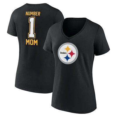 T-shirt noir à col en V pour la fête des mères Steelers de Pittsburgh Fanatics femmes