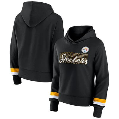 Women's Fanatics  Black Pittsburgh Steelers Over Under Pullover Hoodie