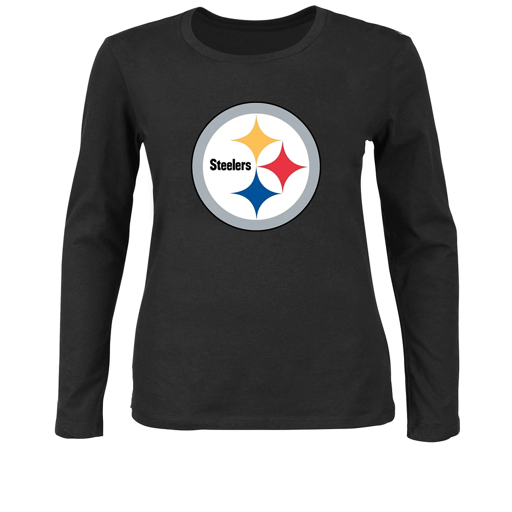 T-shirt à manches longues grande taille pour femme Fanatics Black Pittsburgh Steelers