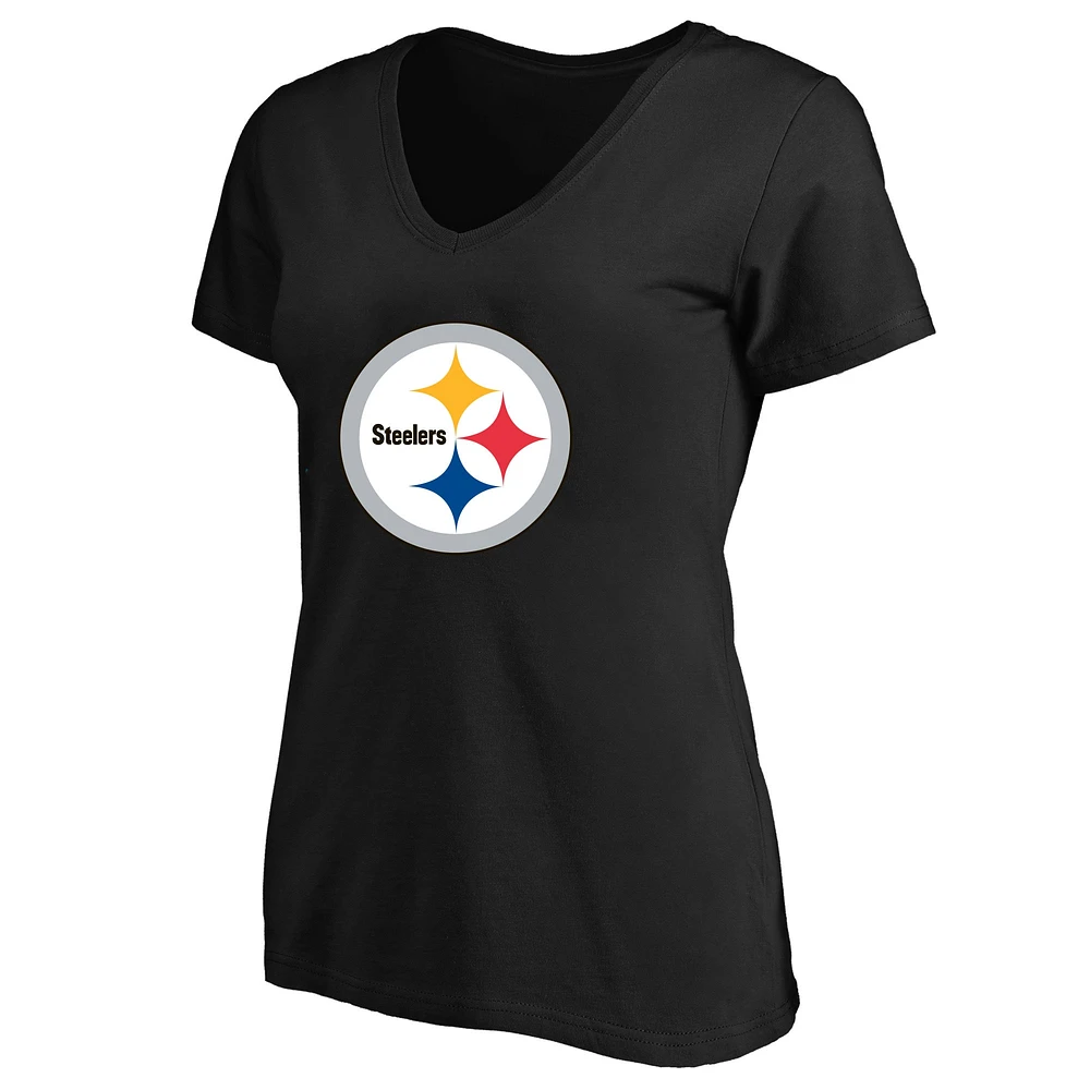 T-shirt col en V grande taille pour femme Fanatics Black Pittsburgh Steelers