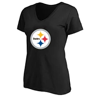 T-shirt col en V grande taille pour femme Fanatics Black Pittsburgh Steelers