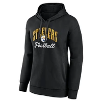 Women's Fanatics Black Pittsburgh Steelers Team Logo Victory Script Pullover Hoodie