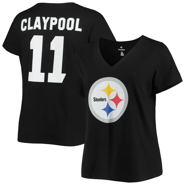 Women's Majestic Threads Chase Claypool White Pittsburgh Steelers  Off-Shoulder Tie-Dye Name & Number Long Sleeve V-Neck Crop-Top T-Shirt -  ShopStyle