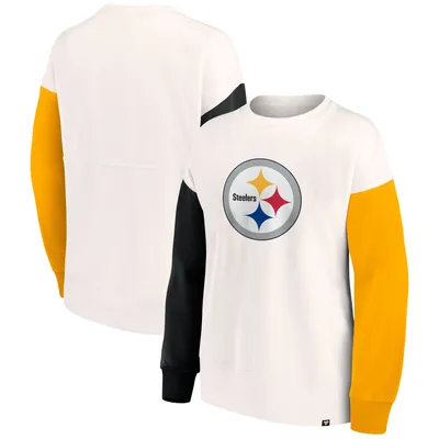 Pittsburgh Steelers Fanatics Branded Women's Colorblock Primary Logo Pullover Sweatshirt - White