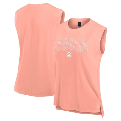 Débardeur de gym Fanatics Coral Pittsburgh Steelers Studio pour femmes