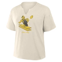 T-shirt boxy flammé Fanatics Cream Pittsburgh Steelers pour femme