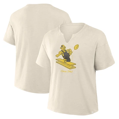 T-shirt boxy flammé Fanatics Cream Pittsburgh Steelers pour femme