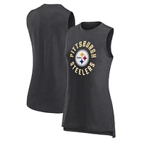 Women's Fanatics  Heather Charcoal Pittsburgh Steelers What Goes Around Tank Top