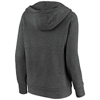 Women's Fanatics Heathered Charcoal Pittsburgh Steelers First String V-Neck Pullover Hoodie