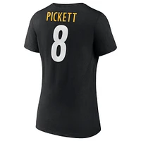 Women's Fanatics Kenny Pickett Black Pittsburgh Steelers Player Icon Name & Number V-Neck T-Shirt