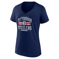 T-shirt à col en V Americana Fanatics pour femmes, bleu marine, Pittsburgh Steelers