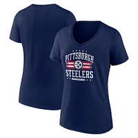 T-shirt à col en V Americana Fanatics pour femmes, bleu marine, Pittsburgh Steelers