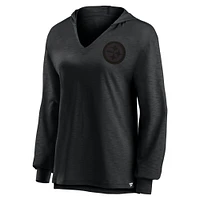 Women's Fanatics  Pittsburgh Steelers Blackout Slub Hoodie V-Neck Long Sleeve T-Shirt