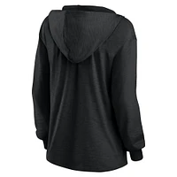 Women's Fanatics  Pittsburgh Steelers Blackout Slub Hoodie V-Neck Long Sleeve T-Shirt