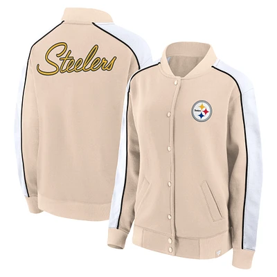 Veste universitaire à bouton-pression Fanatics Tan Pittsburgh Steelers Lounge pour femmes