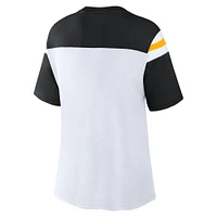 Haut court tendance blanc/noir pour femme Fanatics Pittsburgh Steelers Cheer Chant