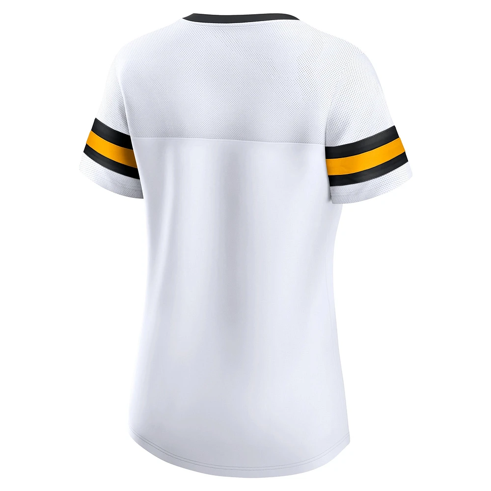 Women's Fanatics White Pittsburgh Steelers Sunday Best Lace-Up T-Shirt