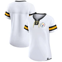 Women's Fanatics White Pittsburgh Steelers Sunday Best Lace-Up T-Shirt