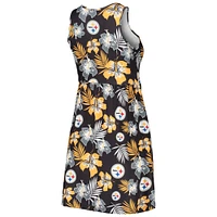 Robe d'été à fleurs pour femme FOCO Pittsburgh Steelers noire