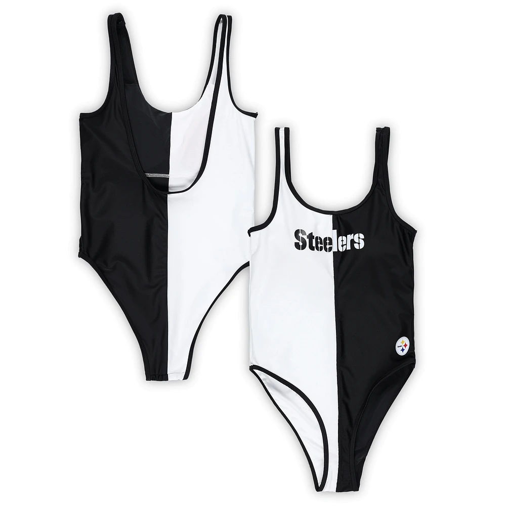 Women's G-III 4Her by Carl Banks Black/White Pittsburgh Steelers Last Stand One-Piece Swimsuit