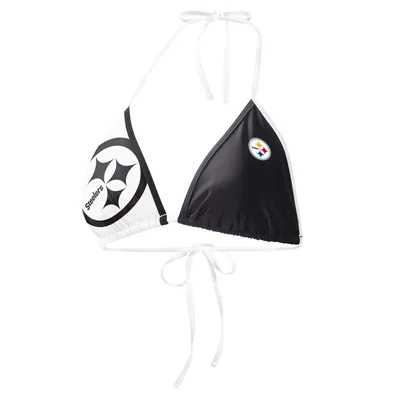 Pittsburgh Steelers G-III 4Her by Carl Banks Women's Play Action Bikini Top - Black/White