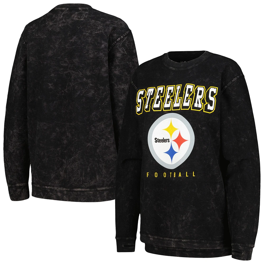 Women's G-III 4Her by Carl Banks Black Pittsburgh Steelers Comfy Cord Pullover Sweatshirt