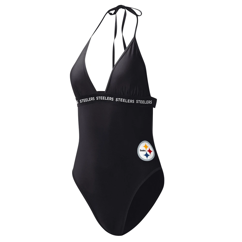 Maillot de bain une pièce pour femme G-III 4Her by Carl Banks Black Pittsburgh Steelers