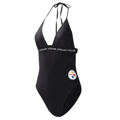Women's G-III 4Her by Carl Banks Black Pittsburgh Steelers Full Count - One-Piece Swimsuit