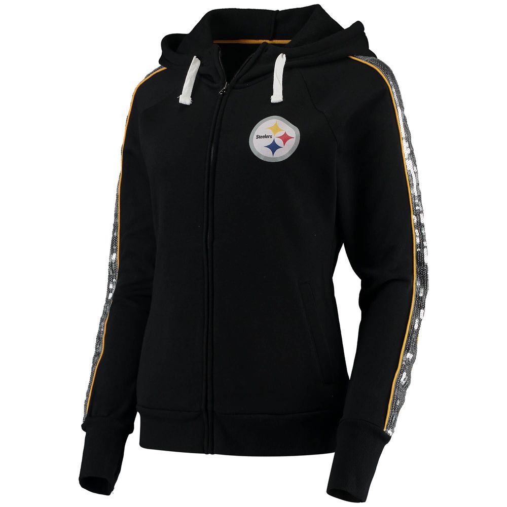 Women's G-III 4Her by Carl Banks Black Pittsburgh Steelers Game Changer - Full-Zip Hoodie