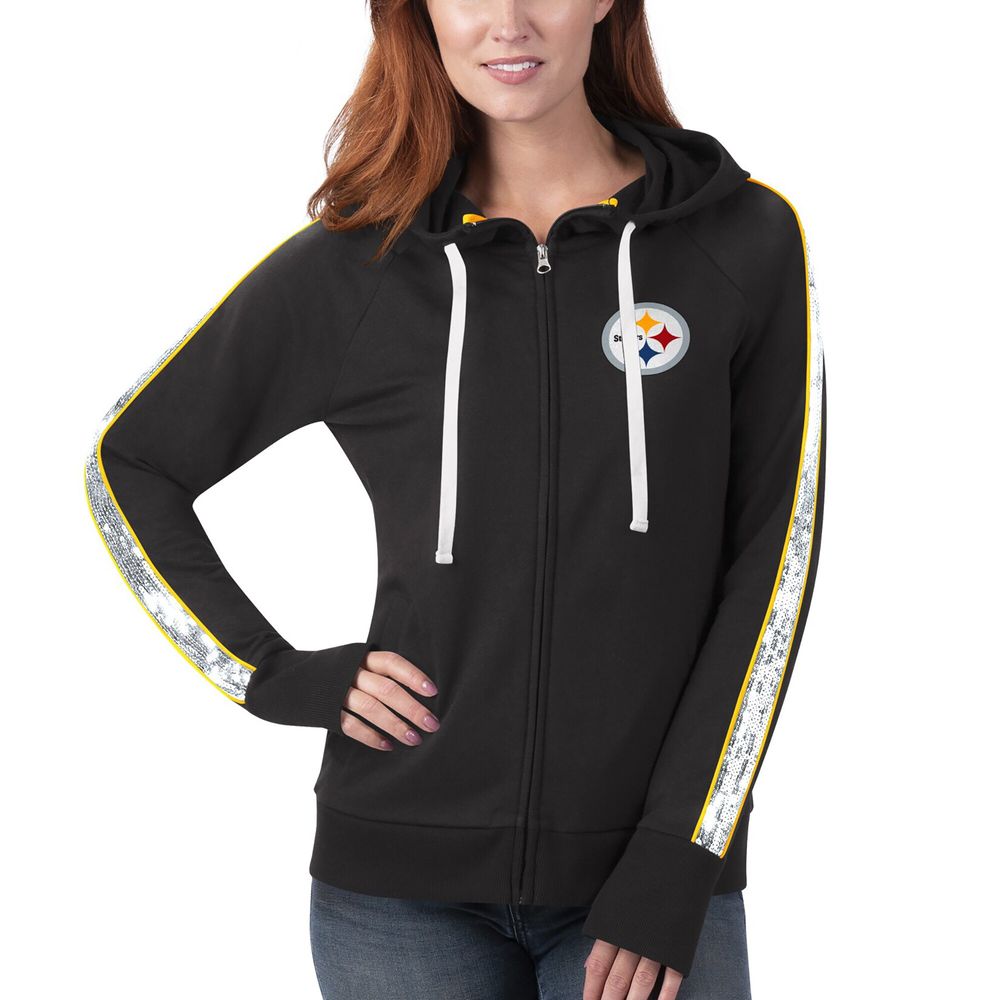 Women's G-III 4Her by Carl Banks Black Pittsburgh Steelers Game Changer - Full-Zip Hoodie