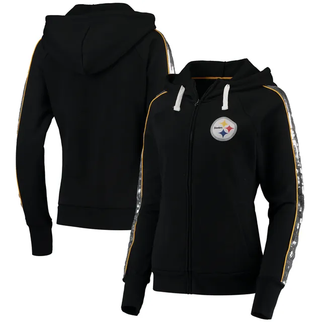 Women's G-III 4Her by Carl Banks Black Pittsburgh Steelers Extra Point  Pullover Hoodie