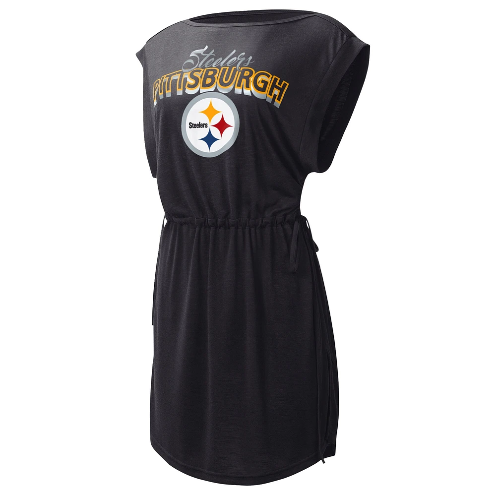 Women's G-III 4Her by Carl Banks  Black Pittsburgh Steelers G.O.A.T. Swimsuit Cover-Up - Dress