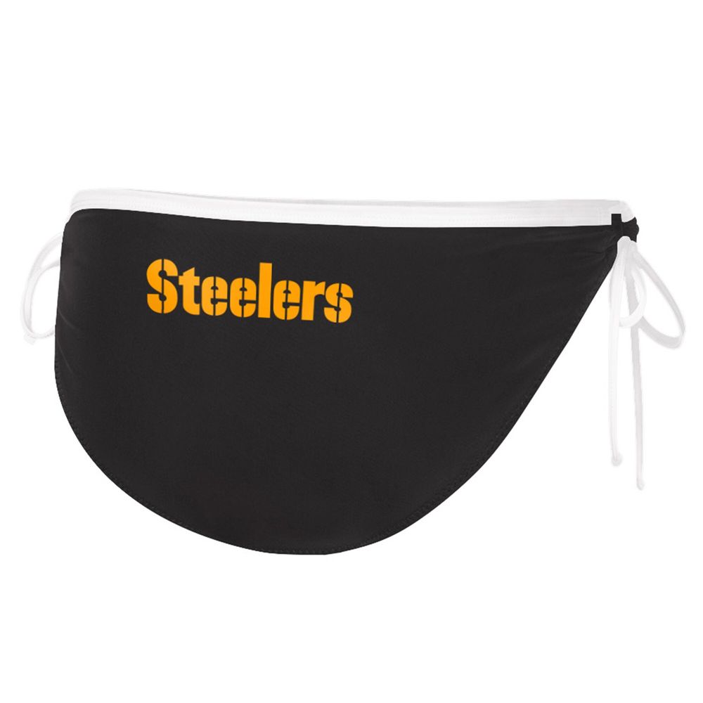 Women's G-III 4Her by Carl Banks Black Pittsburgh Steelers Logo Perfect Match - Bikini Bottom