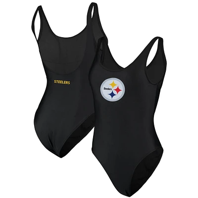 Pittsburgh Steelers G-III 4Her by Carl Banks Women's Making Waves One-Piece Swimsuit - Black