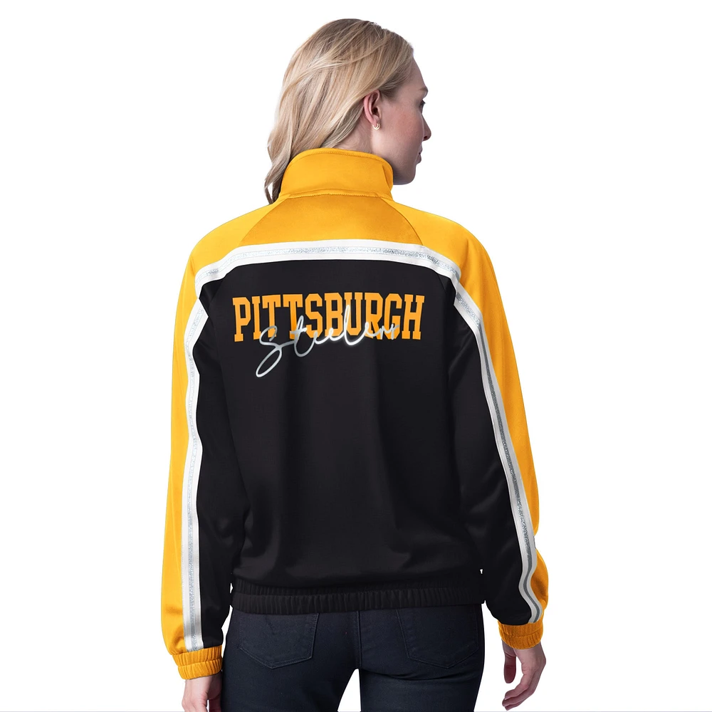 Women's G-III 4Her by Carl Banks Black Pittsburgh Steelers Post Game Full-Zip Track Jacket