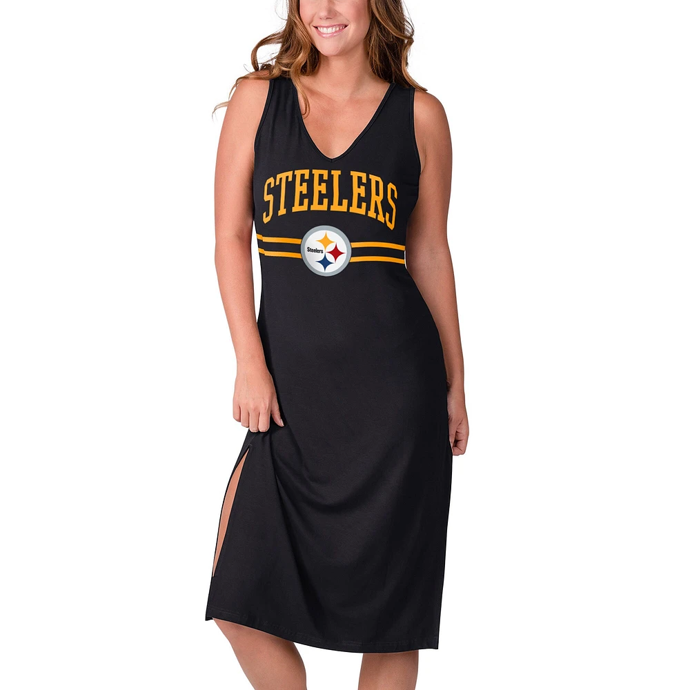 Robe longue à encolure en V pour femme G-III 4Her by Carl Banks Black Pittsburgh Steelers