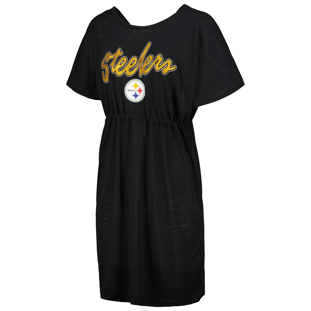 Women's G-III 4Her by Carl Banks Black Pittsburgh Steelers Versus Swim Cover-Up