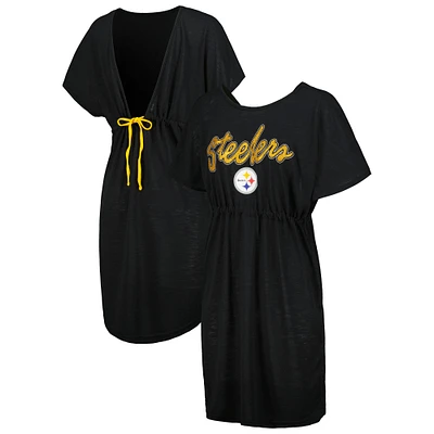 Women's G-III 4Her by Carl Banks Black Pittsburgh Steelers Versus Swim Cover-Up