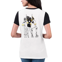 Women's G-III 4Her by Carl Banks White/Black Pittsburgh Steelers Fashion Illustration T-Shirt