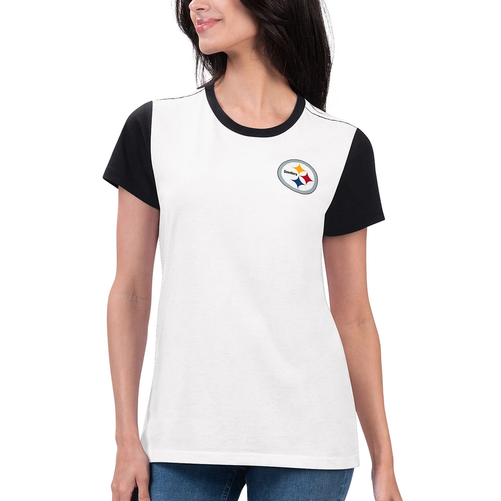 T-shirt pour femme G-III 4Her by Carl Banks Pittsburgh Steelers Fashion Illustration blanc/noir