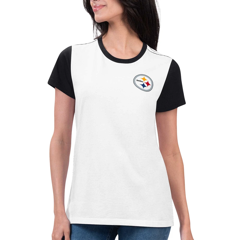 Women's G-III 4Her by Carl Banks White Pittsburgh Steelers Fashion Illustration T-Shirt