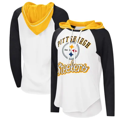 Pittsburgh Steelers G-III 4Her by Carl Banks Women's MVP Raglan Hoodie Long Sleeve T-Shirt - White